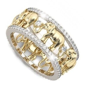 Mode Strass n Elefanten Band Ring Damen Schmuck Gr. 6 - Bild 1 von 5