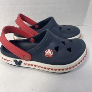 Crocs x Disney Mickey Mouse Kids Sz 10 Or Size 11 Blue White Red Mouse Ear Trim - Picture 1 of 11