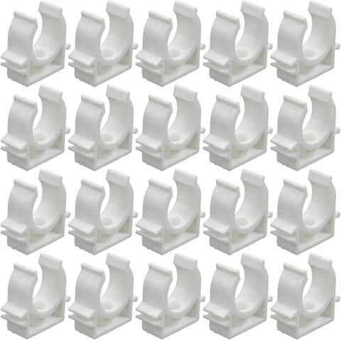 20Pcs White 25Mm/1" ID White PVC Water Pipe Clamps U-Shaped Buckles for Water Pi Cover