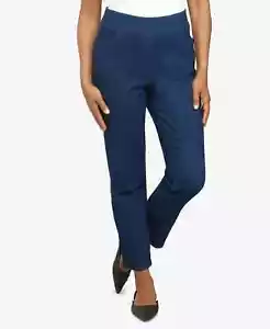 Women's Missy Classics Mid-Rise Pull on Straight Leg Denim Pants Dark wash SZ 18 - Picture 1 of 3
