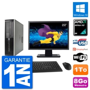 PC HP 6005 SFF Ecran 22" AMD Athlon II X2 B24 RAM 8Go Disque 1To Windows 10 Wifi - Imagen 1 de 3