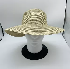 PETER GRIMM Sun Hat Paper Derby Bow Pony Tail Split Vacation Summer Size O/S - Picture 1 of 8