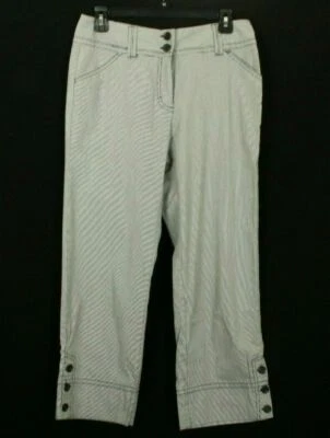 Rafaella Studio Womens Black White Stripes Stretch Cropped Pants Size 4 - Image 1 of 4
