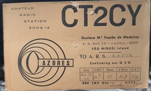 Vintage Ham QSL Card - CT2CY - 1980 Lagoa Sao Miguel Azores Islands - Picture 1 of 2