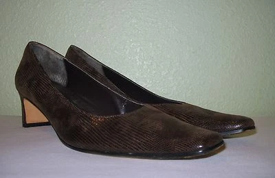 WOMENS BROWN SNAKE EMBOSSED VANELI KITTEN PUMPS US 10 XN X-NARROW EUR 40 40.5 41 - Image 1 of 4