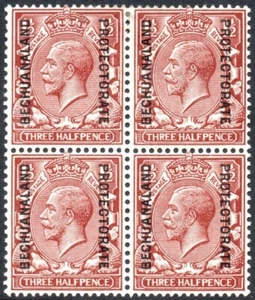 Bechuanaland 1913-2 1½d red-brown, BLOCK of 4, SG.75, M/UM, cat.£28 - Picture 1 of 1