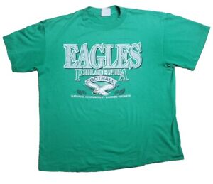 Vtg Philadelphia Eagles Football National Conference NFL T-Shirt Green XL