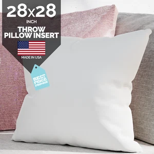 28x28 Discount Pillow Factory Euro Throw Pillow Inserts Made USA Hypoallergenic - Picture 1 of 9