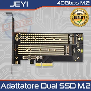 Adattatore SSD JEYI per NVMe Dual M.2 PCIe X4 X8 X16 4.0 NGFF SSD, NVME e SATA - Foto 1 di 12