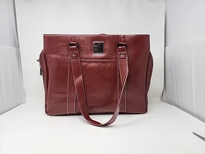 Kenneth Cole Reaction Burgundy Leather Laptop Bag Duffel Size Big Bag Designer L - Picture 1 of 10