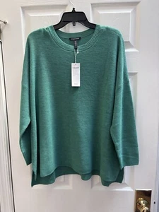 Nuevo con etiquetas Pullover Eileen Fisher XL Lana Merino Extrafina Seaglass - Imagen 1 de 3