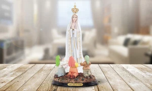 16"H Our Lady of Fatima with Children Prayer Statue Our Lady of the Holy Rosary - Picture 1 of 1