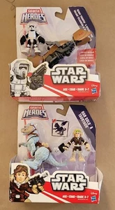 PLAYSKOOL STAR WARS GALACTIC HEROES SCOUT TROOPER SPEEDER BIKE & HAN SOLO SETS - Picture 1 of 8