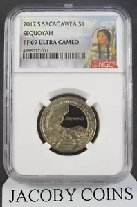 2017 S Sacagawea $1 Sequoyah NGC PF69 Portrait Label - Picture 1 of 6