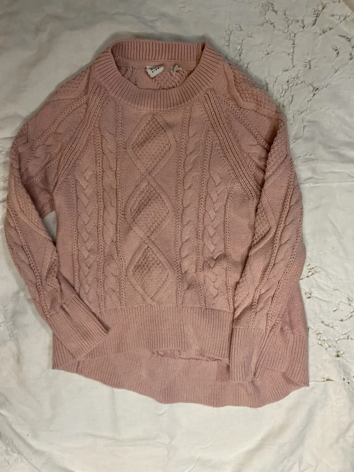 SUÉTER GAP NIÑOS NIÑAS Talla S (6) ROSA TEJIDO CABLE CUELLO REDONDO  Foto 1 de 3