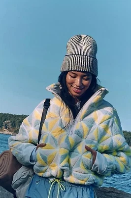 Free People Mountain High 3D Fleece Jacket Womens S Retro Cozy Fleece Outdoors - Image 1 of 4