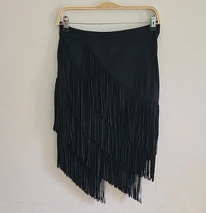 Zara Fringed Faux Suede Skirt Small Boho Cowgirl Festival Hippie Party Western - Picture 1 of 11