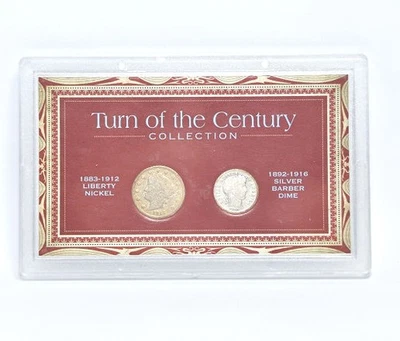 Turn Of The Century Collection 1912 Liberty Nickel 1910 Silver Barber Dime Set - Image 1 of 2