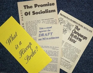 1970S LEAFLETS; ANTI-DRAFT, CAMPAIGN REFORM, PROMISE OF SOCIALISM, WHAT IS A HIC - Picture 1 of 5