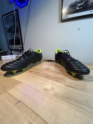 Botines de fútbol de cuero Adidas Copa 19.1 FG botas de fútbol negras/amarillas talla 8.5 Foto 1 de 4