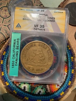 Minas de oro de California 1850 - Osos bailando K-1 ANACS VF-35 rareza (R7) - ¡LAUER!  Foto 1 de 4