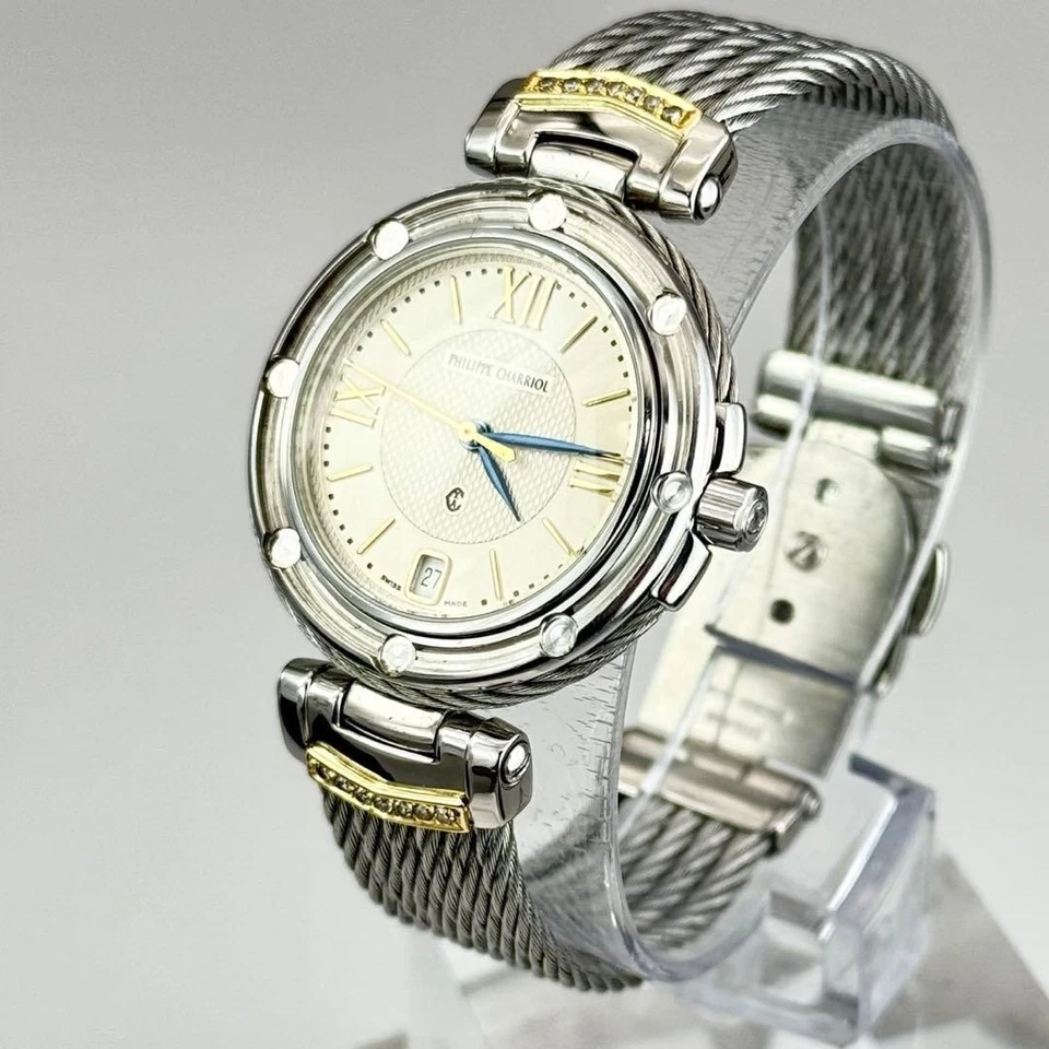 Buen Estado Charriol Celta Plata Diamante Taco Marfil Esfera Charriol,17332 Foto 1 de 4