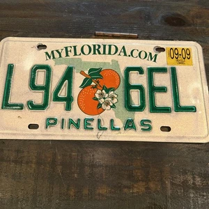 FLORIDA LICENSE PLATE - PINELLAS - Single Orange & Green State #L94 6EL - Picture 1 of 4