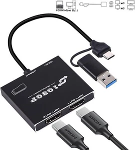 USB 3.0 or USB C to HDMI Adapter for Dual Monitors, Type C to HDMI Converter - Picture 1 of 7