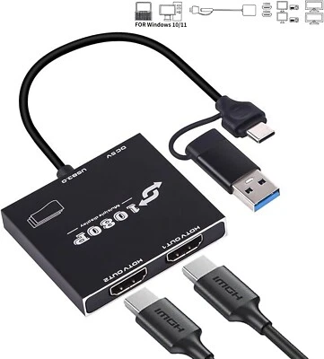USB 3.0 or USB C to HDMI Adapter for Dual Monitors, Type C to HDMI Converter - Image 1 of 4