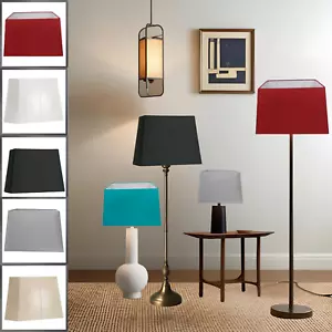 Rectangular Pyramid Lampshade Silky Fabric Drum Shade for Table & Floor Lamps - Picture 1 of 23