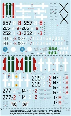 TAURO MODEL TM72/513 INSEGNE REGIA AER. x B.R.20, S.M.79, Ro.37 SCALA 1:72 - Immagine 1 di 4