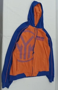 Adidas Hoodie Herren Large New York Knicks Pullover NBA Orange Blau Logo Full Zip - Bild 1 von 12
