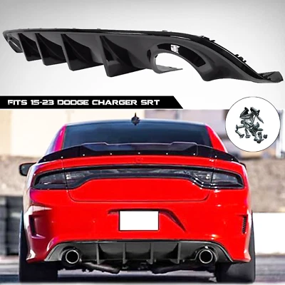 Parachoques trasero negro brillante difusor labio cenefa PP para Dodge Charger SRT 2015-2023 Foto 1 de 4
