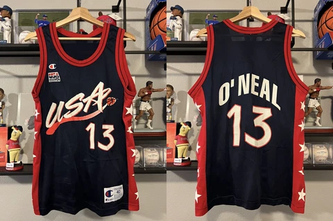 Vintage Champion Shaquille O’Neal Dream Team 1996 USA Basketball Jersey 40 Cover