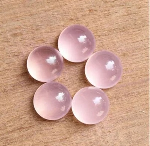 Natural Rose Quartz Gemstone Round Shape Rose Quartz Cabochon 8 MM - Picture 1 of 3