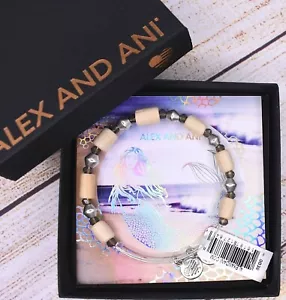 NEW NWT Alex and Ani Palm Wildberry Wood Beaded Silver Bracelet Card Box - Picture 1 of 3