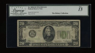 DBR 1934 $20 LGS FRN New York Fr. 2054-Blgs Legacy 15 Serial B12666316A - Image 1 of 2