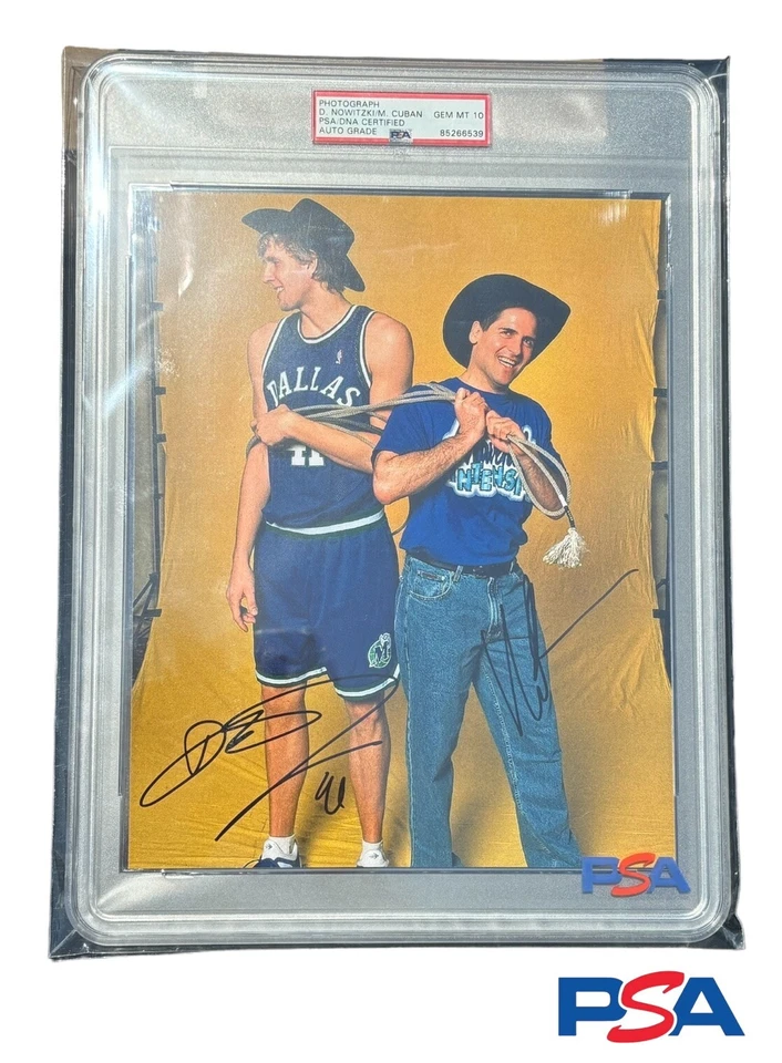 Dirk Nowitzki & Mark Cuban Signed 8x10 Psa Encapsulated GEM MT 10 AUTO Mavericks - Image 1 of 1