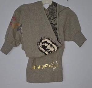 Sudadera con capucha vintage Ecko roja gráfica gris cremallera para mujer talla mediana - Imagen 1 de 4