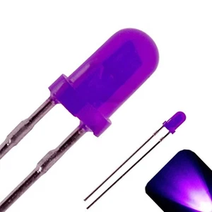 20 x LED 3 mm UV / púrpura difuso ultra brillante redondo superior lámpara de luz LED coche de radiocontrol - Imagen 1 de 3