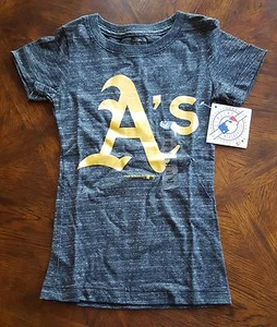 Camiseta Niñas Oakland Athletics MLB Fanática del Béisbol Gris Brillo a Rayas, Talla S - Imagen 1 de 3