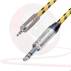 Mini jack estéreo a estéreo de 1/4" conector de plomo. Auriculares de colección neutros con cable de tweed - Imagen 1 de 2