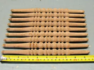 ANTIQUE TURNED OAK SPINDLES (9) TOTAL 9.5'' LONG ORIGINAL - Picture 1 of 4