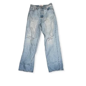 Just Black Denim Women’s Straight USA Mid Rise Jeans Blue Distressed Size 28 - Picture 1 of 12