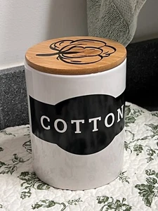 Contenitore barattolo in ceramica bianca fattoria, tamponi o rotondi con coperchio nuovo - Foto 1 di 9