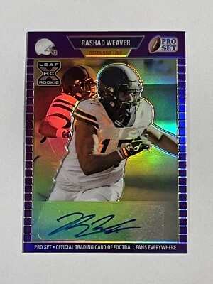 2021 Leaf Pro Set Metal Base 1989 XRC Rashad Weaver Rookie RC Purple Rainbow /50 - Image 1 of 2