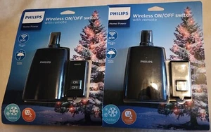 2 Sets Philips Home Power kabelloser EIN/AUS-Schalter Outdoor bis zu 80 Fuß 3-poliger Stecker - Bild 1 von 12