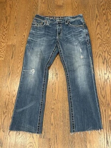 Pantalones de mezclilla para hombre Rock Revival Paul pierna recta desgastados talla 34 (33x31) - Imagen 1 de 8