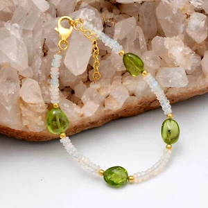 Ethiopian Opal Bracelet,Opal Beads Bracelet,Peridot Beaded Bracelet,Peridot - Picture 1 of 7