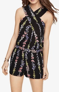BCBGMAXAZRIA NEGRO COMBO ISLA ESTAMPADO FLORAL MAMELUCO TALLA S - Imagen 1 de 13